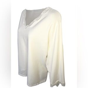 Croft & Barrow Cream Lace Trim Top